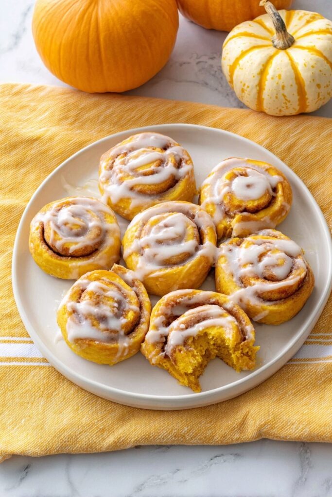 Pumpkin Cinnamon Rolls with Cream Cheese Glaze Recipe