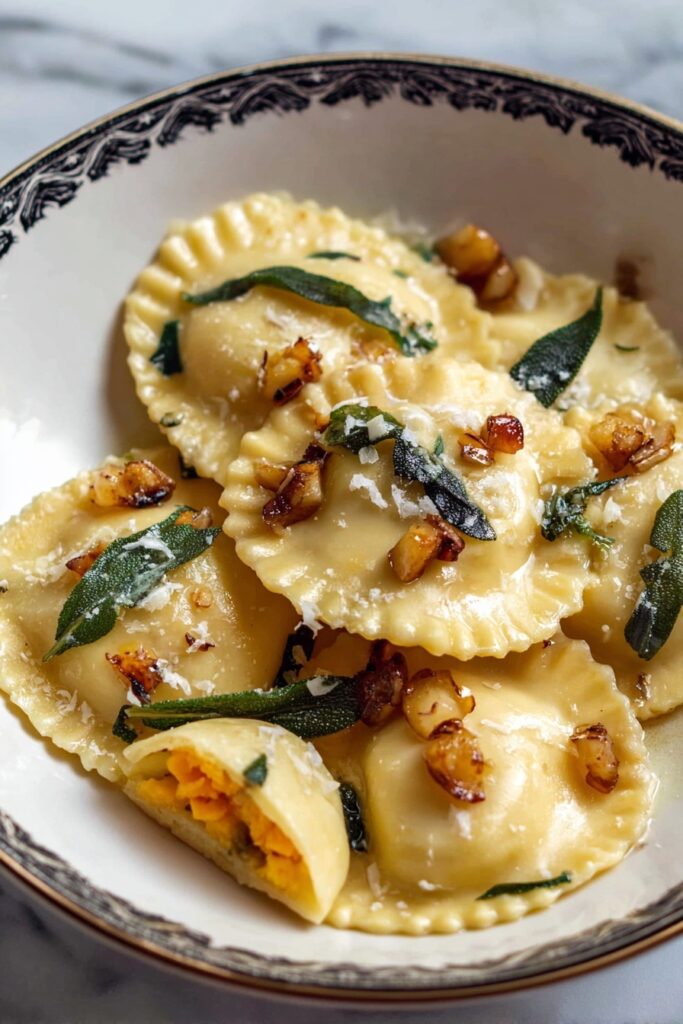 Pumpkin Ravioli with Apple Sage Butter Sauce Recipe