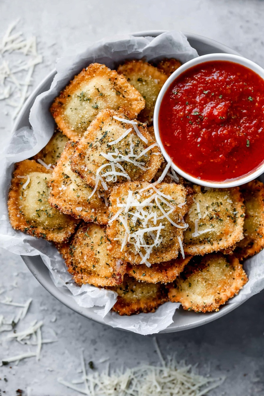 Crispy Toasted Ravioli with Marinara Recipe - Serving