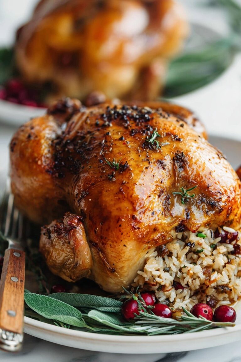Stuffed Cornish Hens with Apple-Cranberry Glaze Recipe