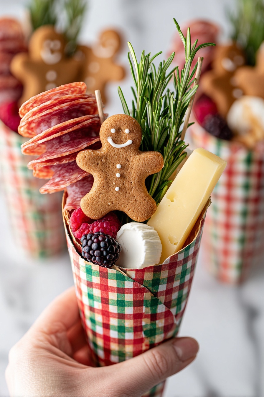 Christmas Charcuterie Cups with Salami and Cheese Recipe - Serving