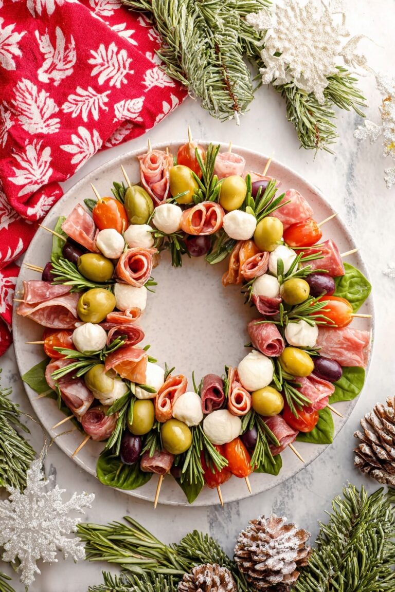 Antipasto Wreath with Mozzarella and Olives Recipe