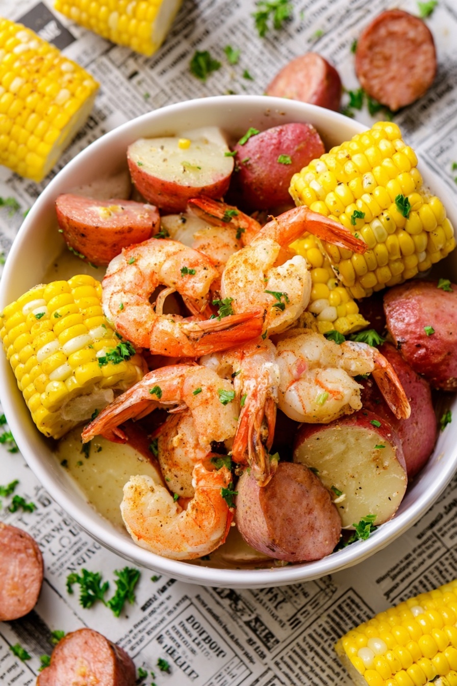 Easy Low Country Shrimp Boil Recipe - Serving