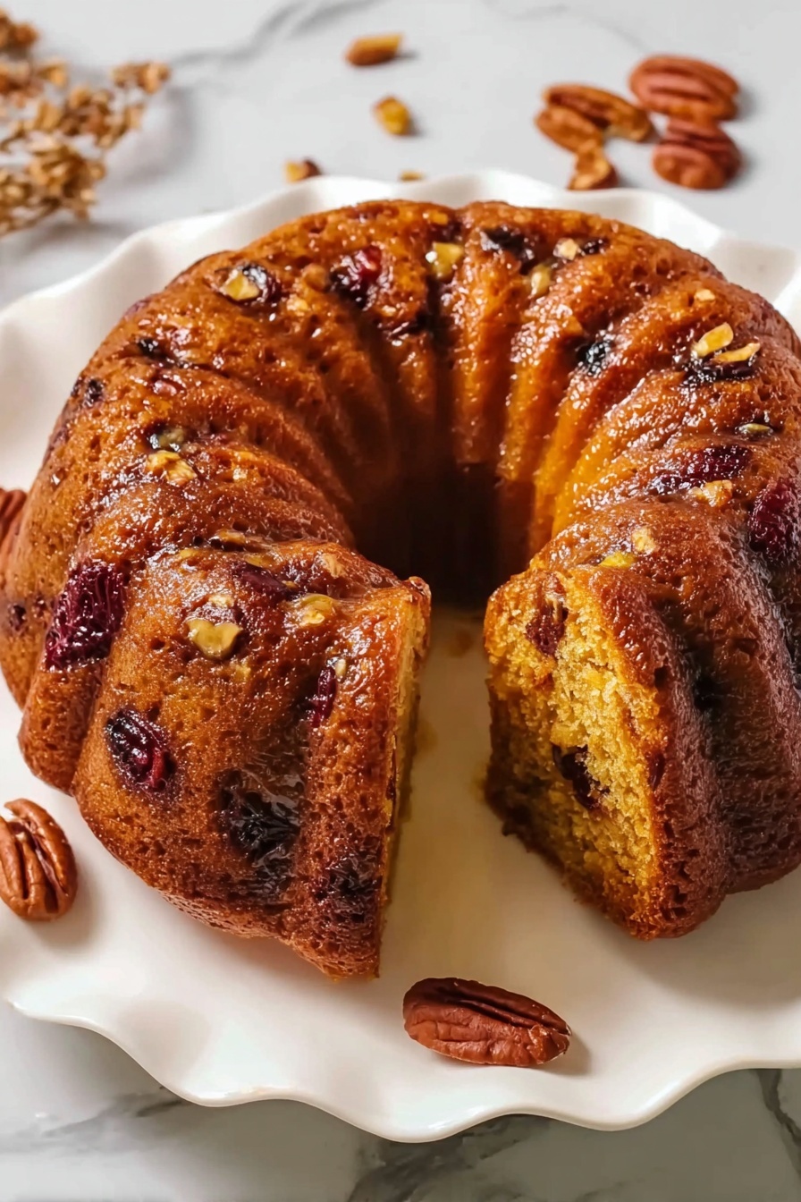 Healthy Christmas Fruit Bundt Cake Recipe - Serving