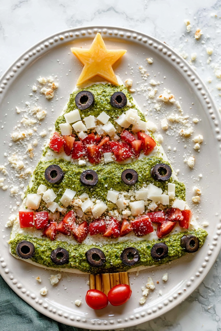 Christmas Tree Bean Dip with Pesto Recipe - Serving