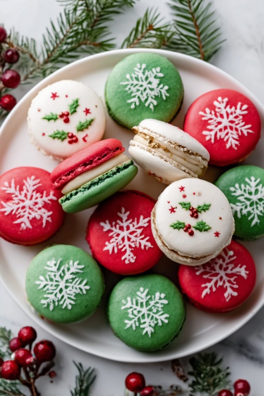 Festive Christmas Macarons with Buttercream Filling Recipe - Serving
