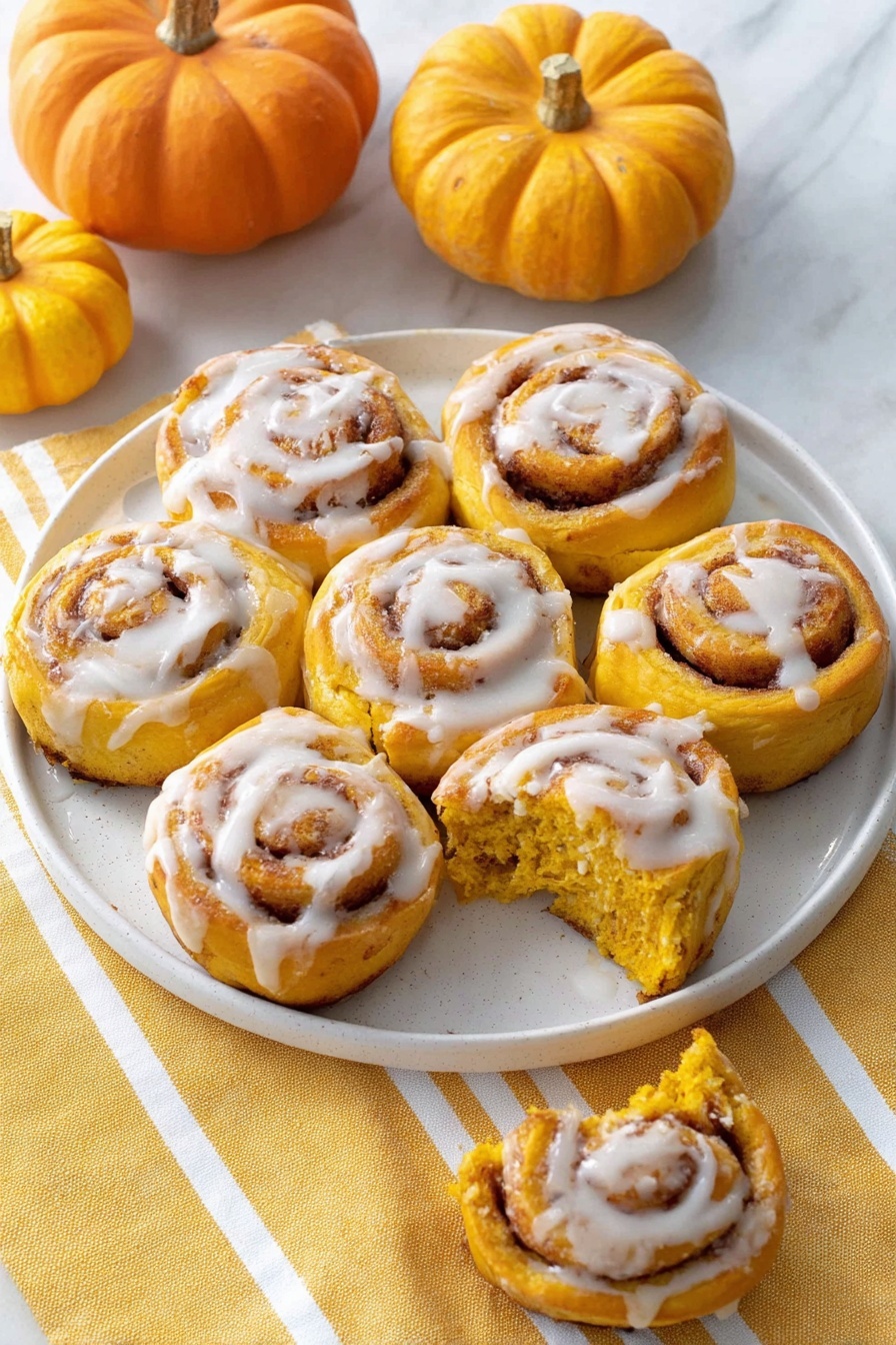 Pumpkin Cinnamon Rolls with Cream Cheese Glaze Recipe - Serving