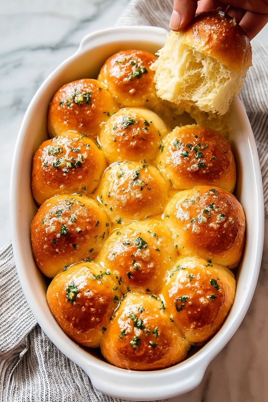 Garlic Butter Dinner Rolls Recipe - Serving