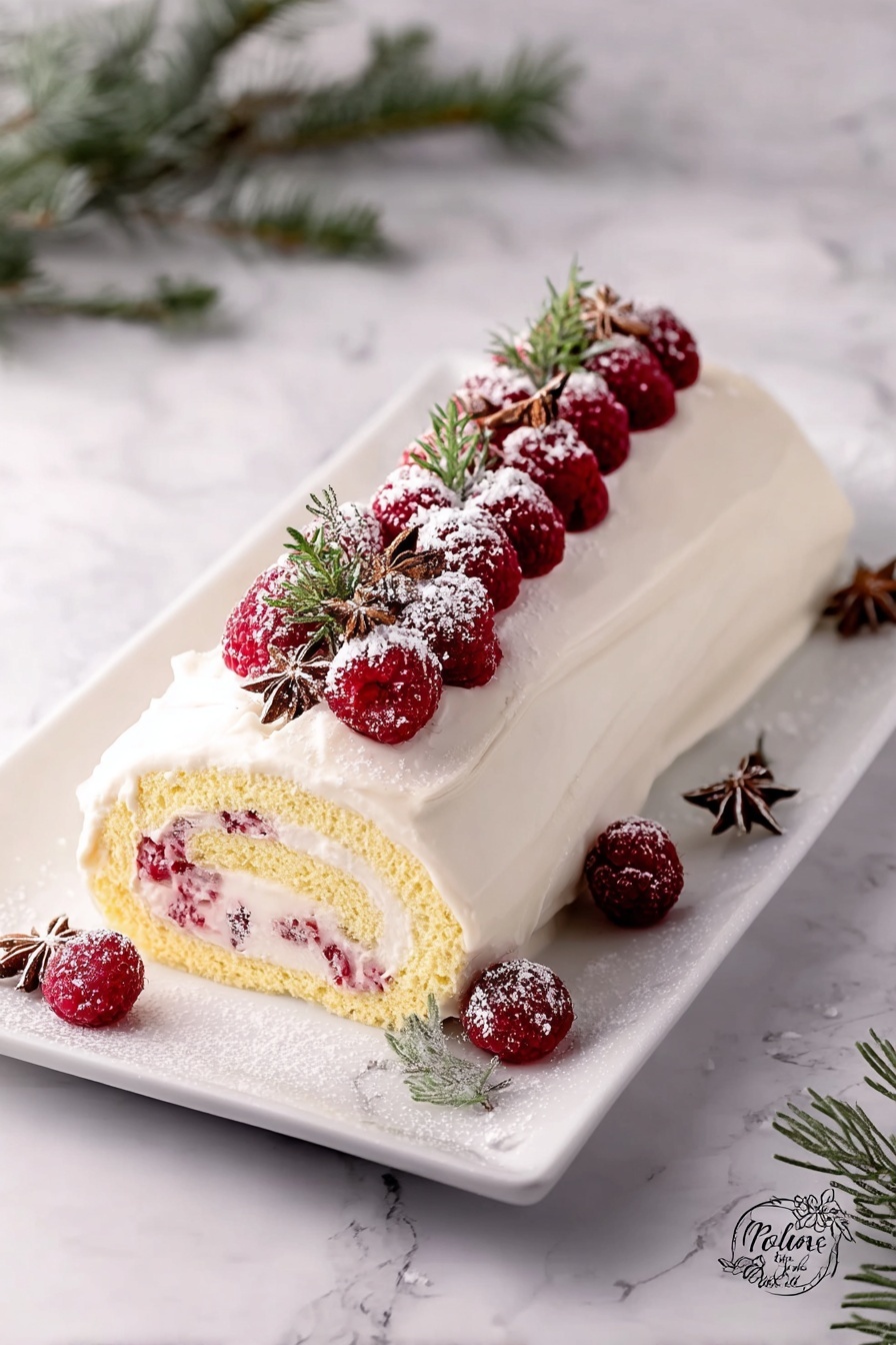 Raspberry Cake Roll with White Chocolate Ganache Recipe - Serving