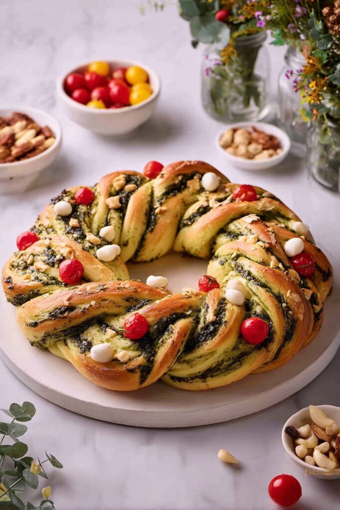 Vegan Pesto Bread Wreath Recipe