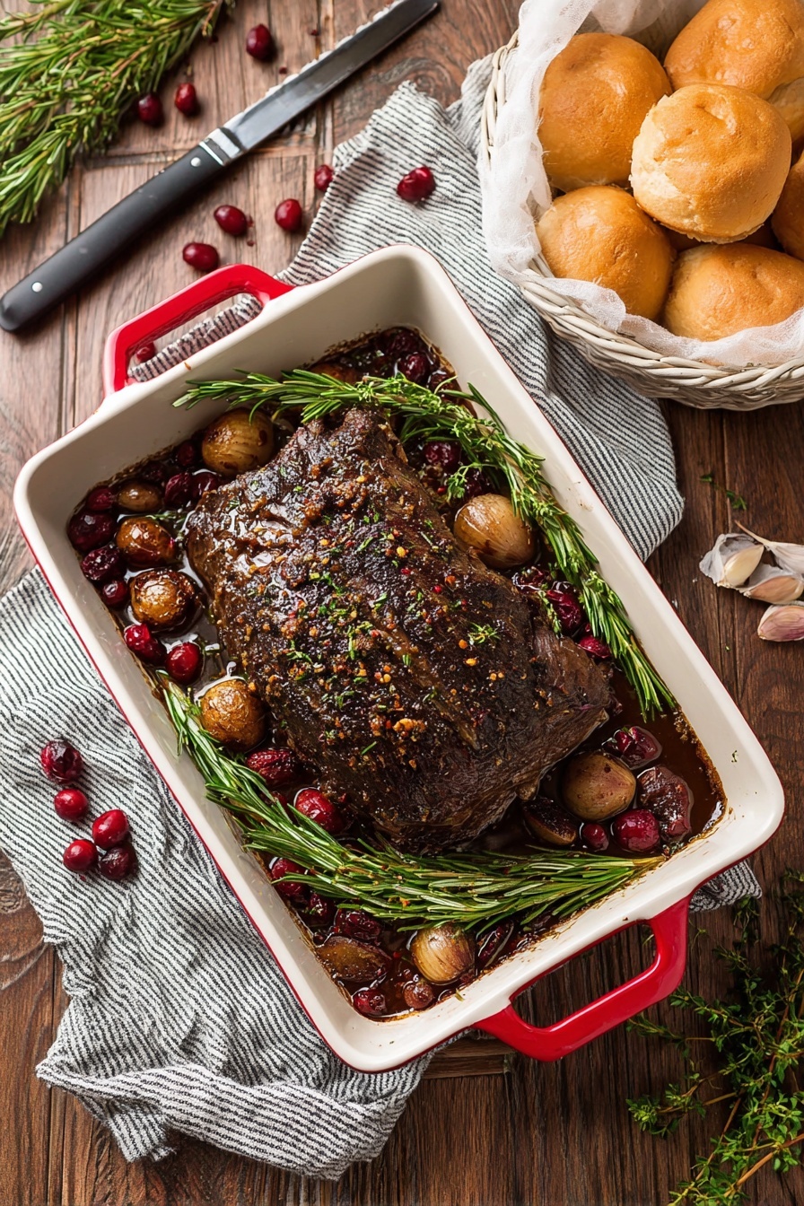 Cranberry Beef Brisket Roast Recipe - Serving