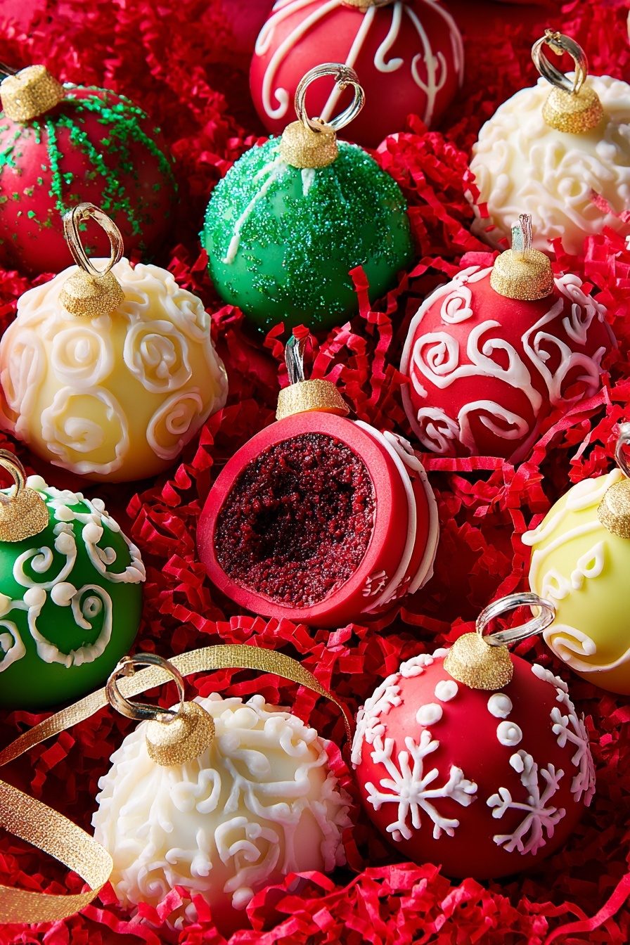 Festive Cake Ball Ornaments Recipe - Serving