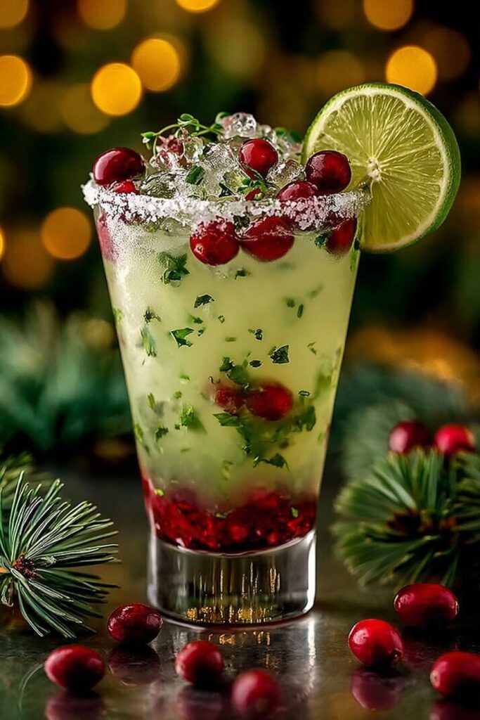 Mistletoe Margarita with Cranberries Recipe