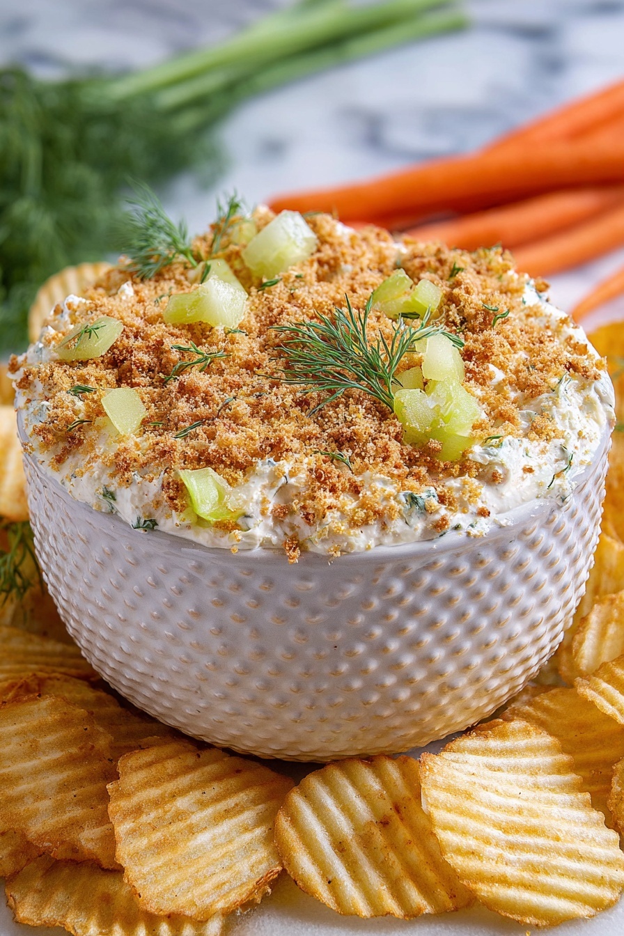 Creamy Pickle Dip with Crispy Panko Topping Recipe - Serving