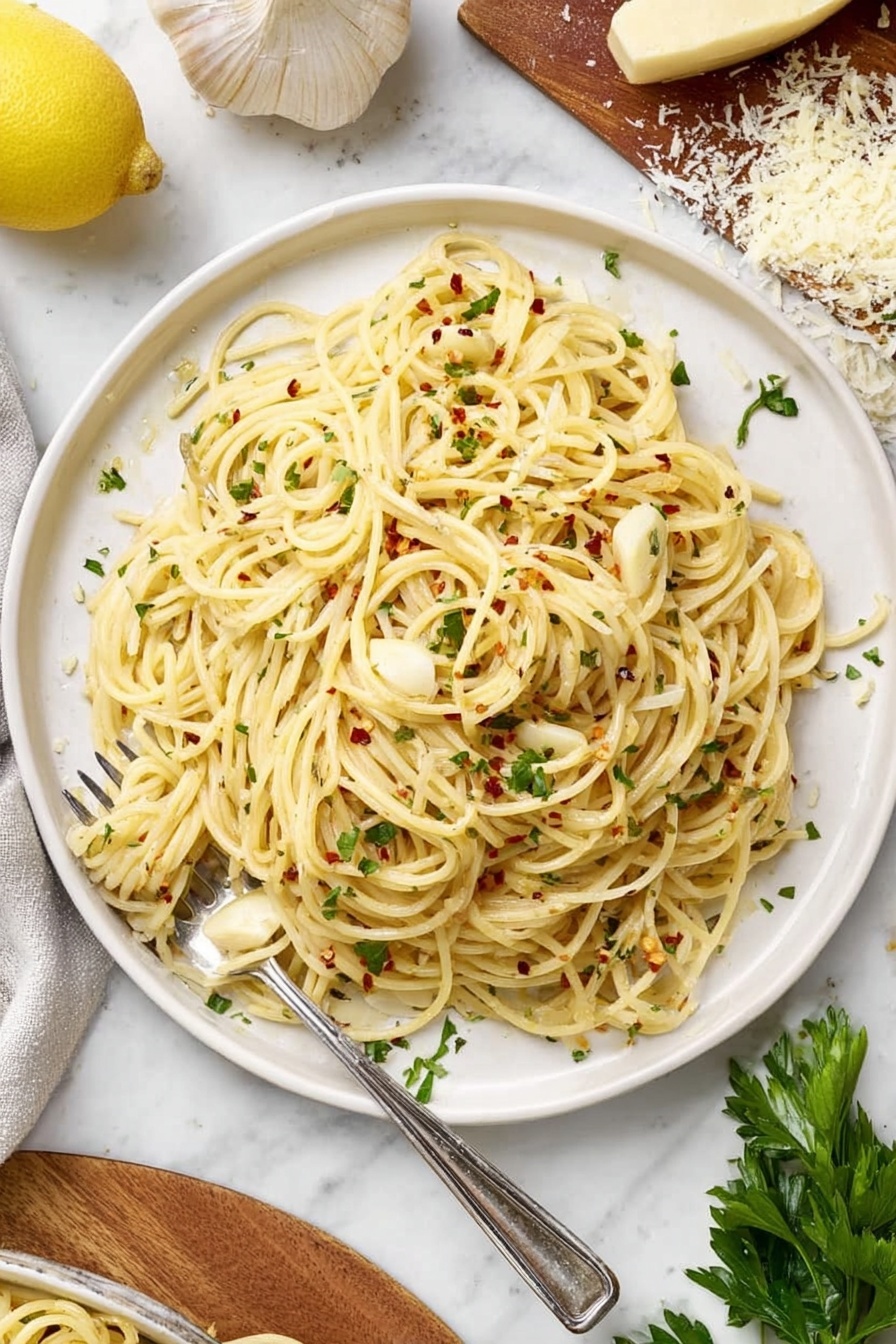 Garlic Olive Oil Spaghetti Recipe - Serving