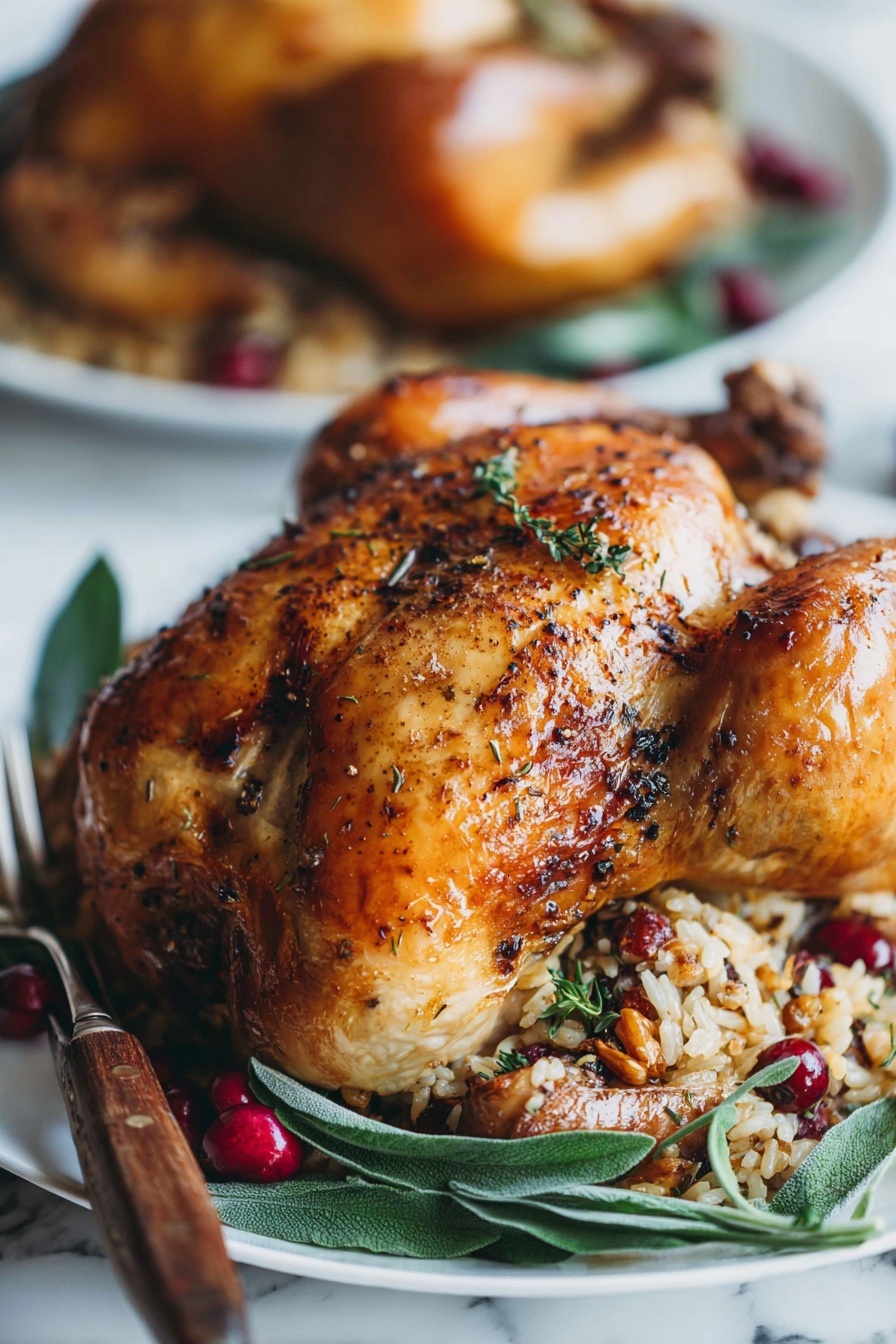 Stuffed Cornish Hens with Apple-Cranberry Glaze Recipe - Serving