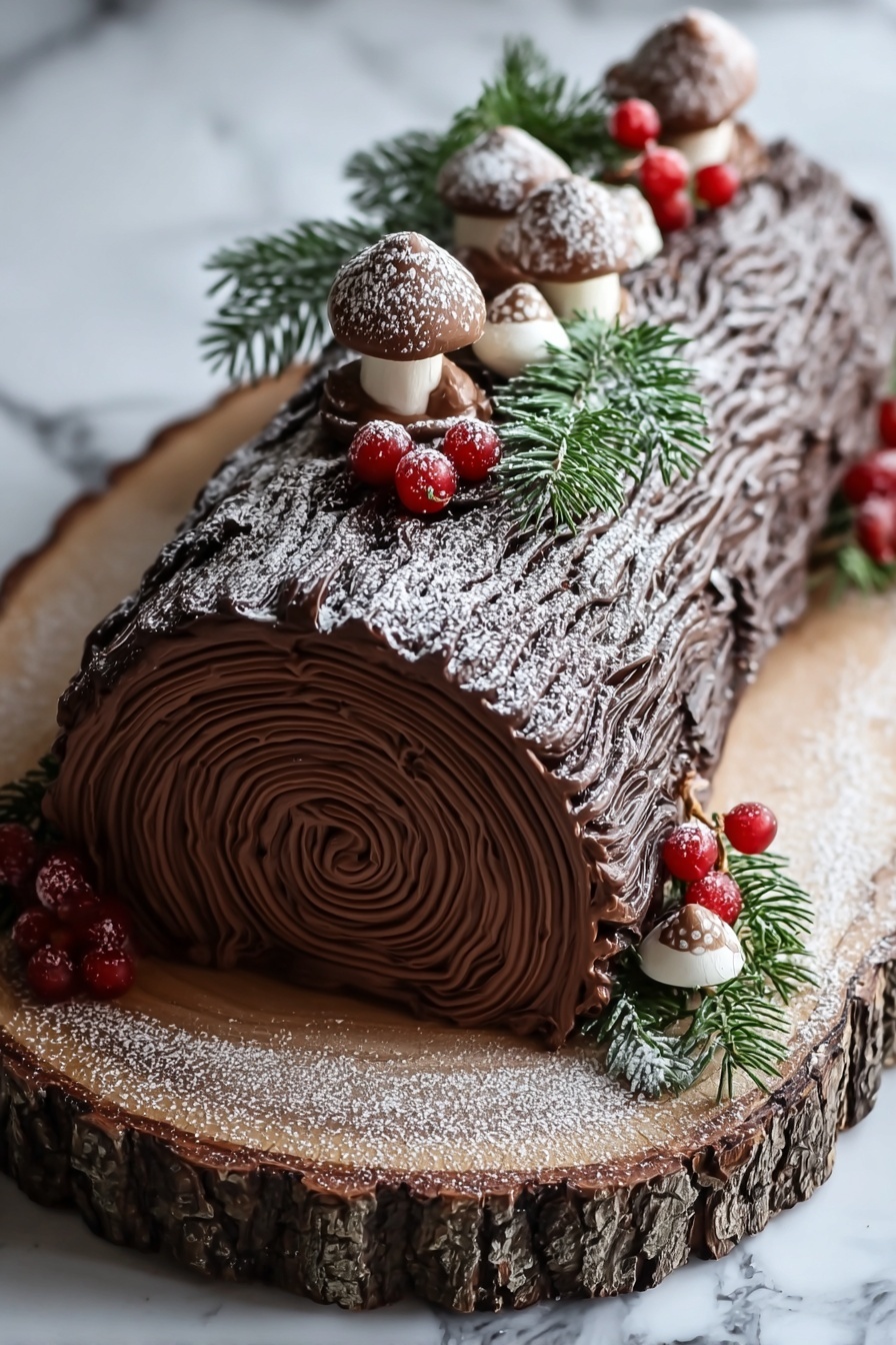 Festive Chocolate Yule Log Recipe - Serving