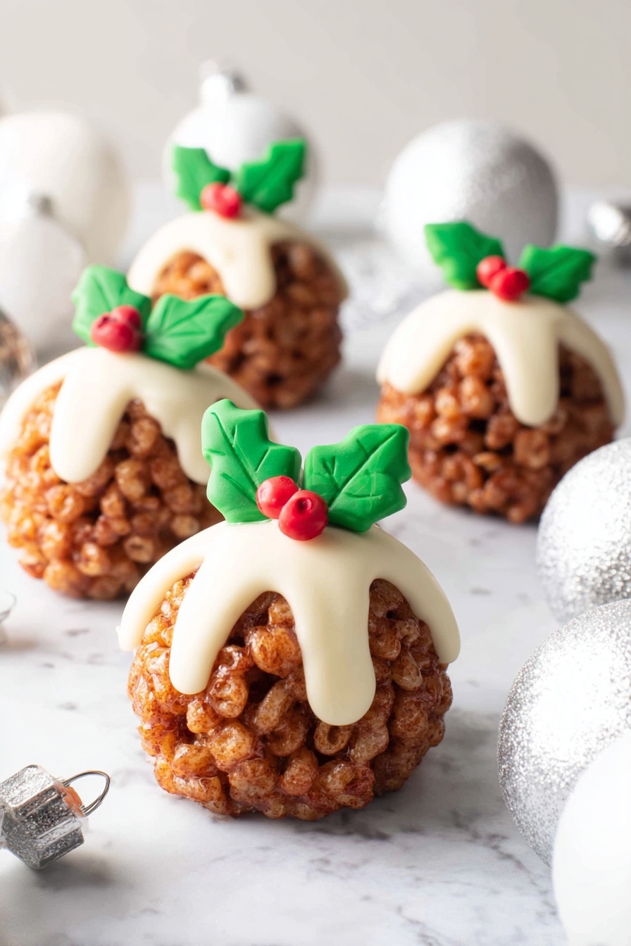 Chocolate Rice Krispie Christmas Puddings Recipe - Serving