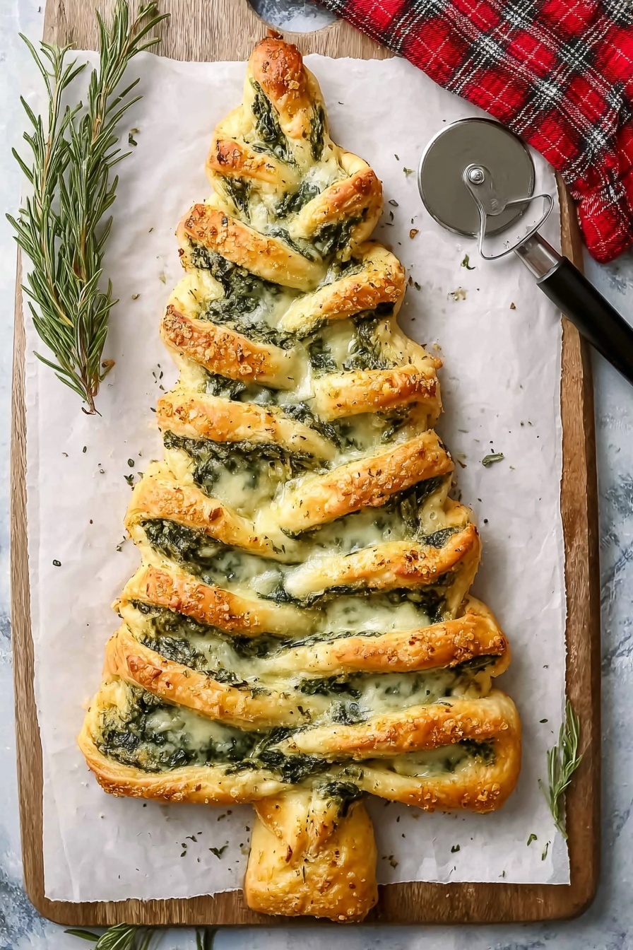 Christmas Spinach Dip Tree Appetizer Recipe - Serving