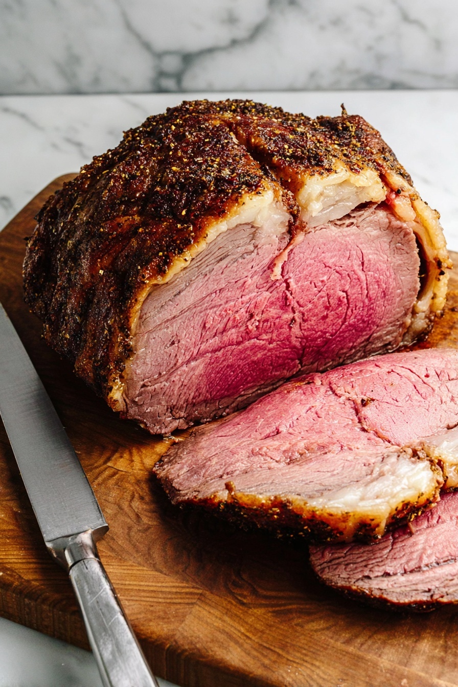 Perfect Garlic Herb Prime Rib Roast Recipe - Serving
