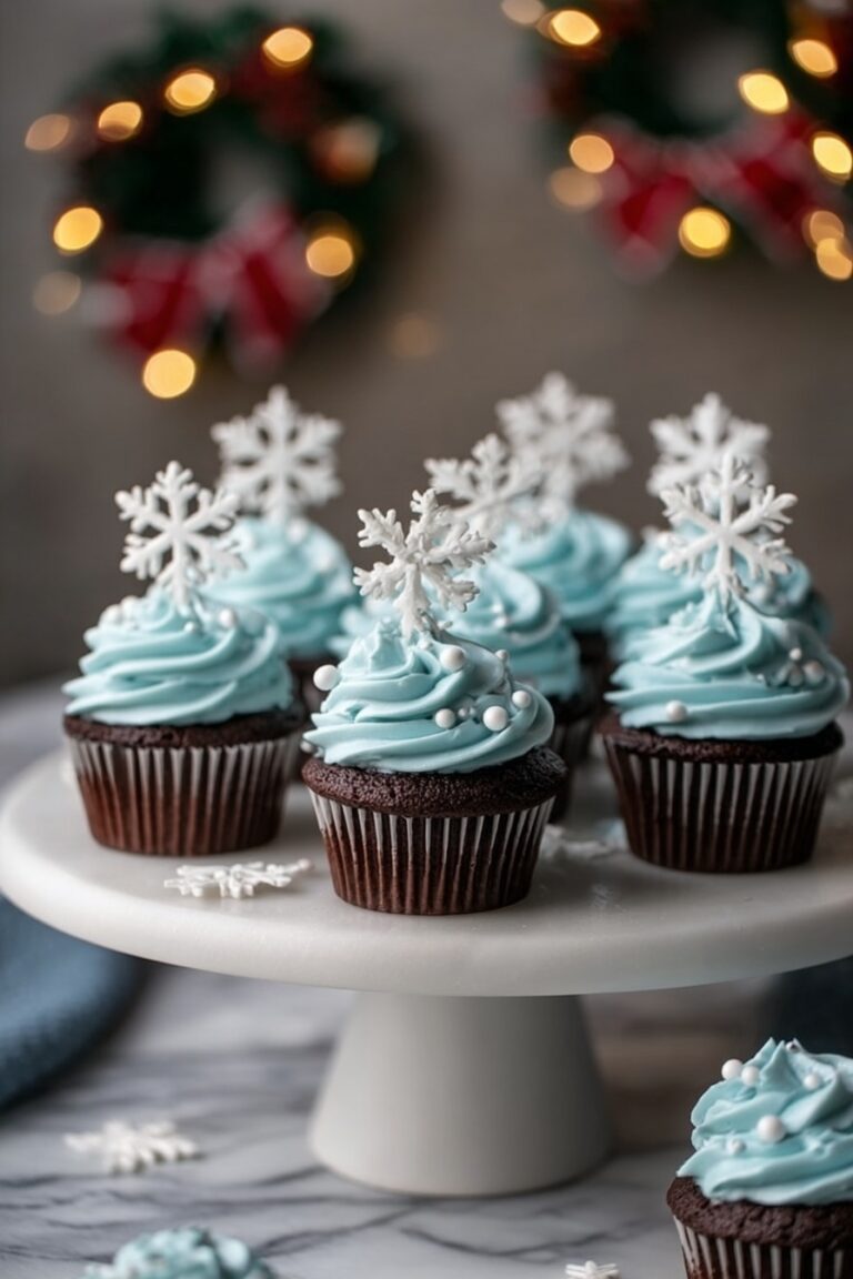 Winter Wonderland Chocolate Cupcakes with Snowflake Frosting Recipe