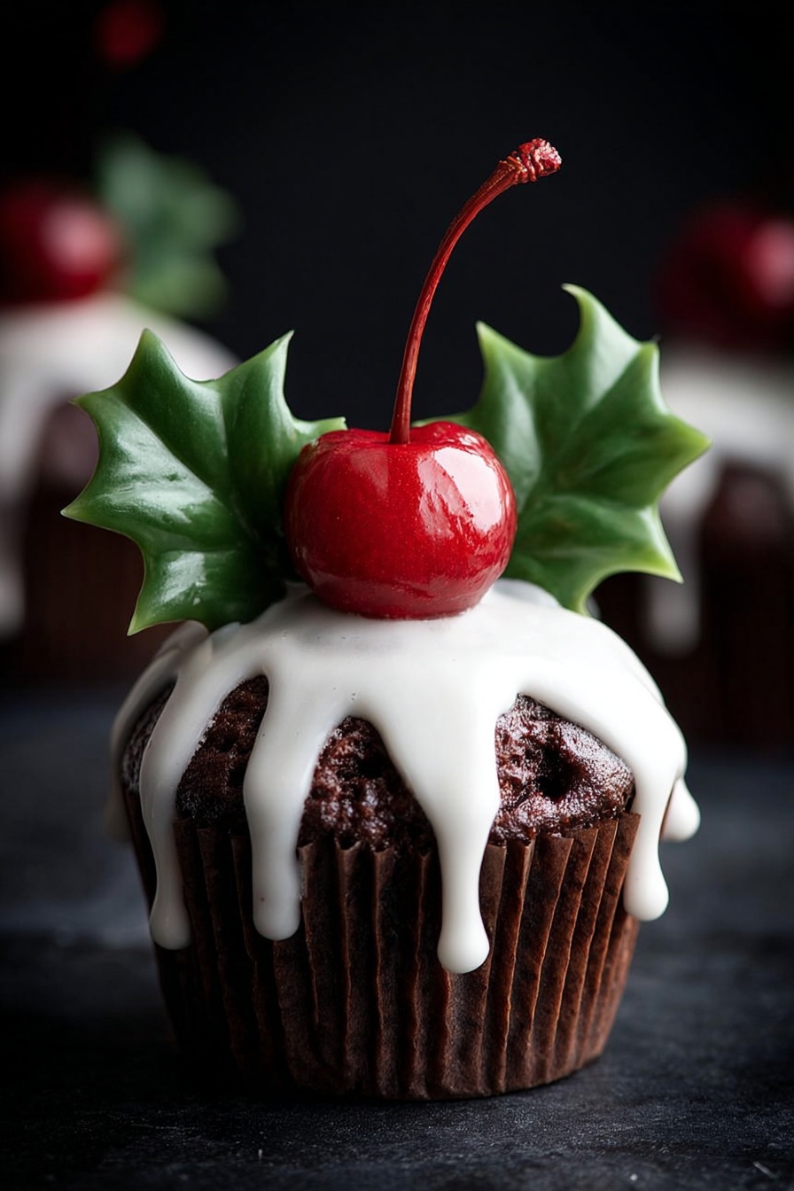 Festive Christmas Pudding Cupcake Recipe - Serving