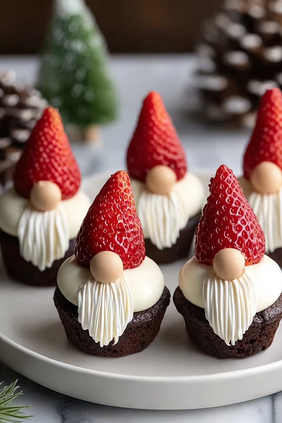 Chocolate Brownie Gnome Bites with Strawberries Recipe - Serving