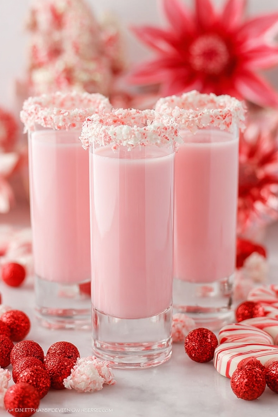 Candy Cane Shots with Peppermint Vodka Recipe - Serving