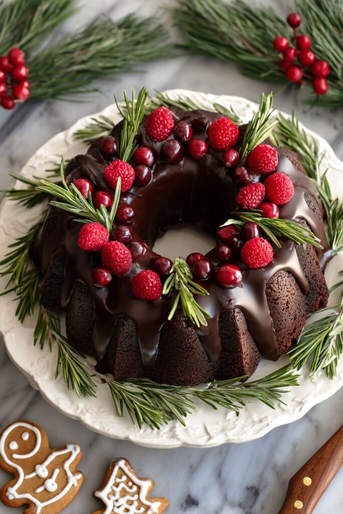 Gingerbread Chocolate Bundt Cake with Cranberries Recipe