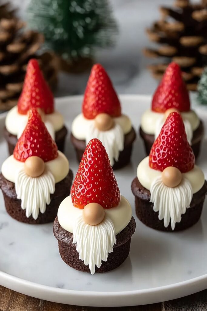 Chocolate Brownie Gnome Bites with Strawberries Recipe