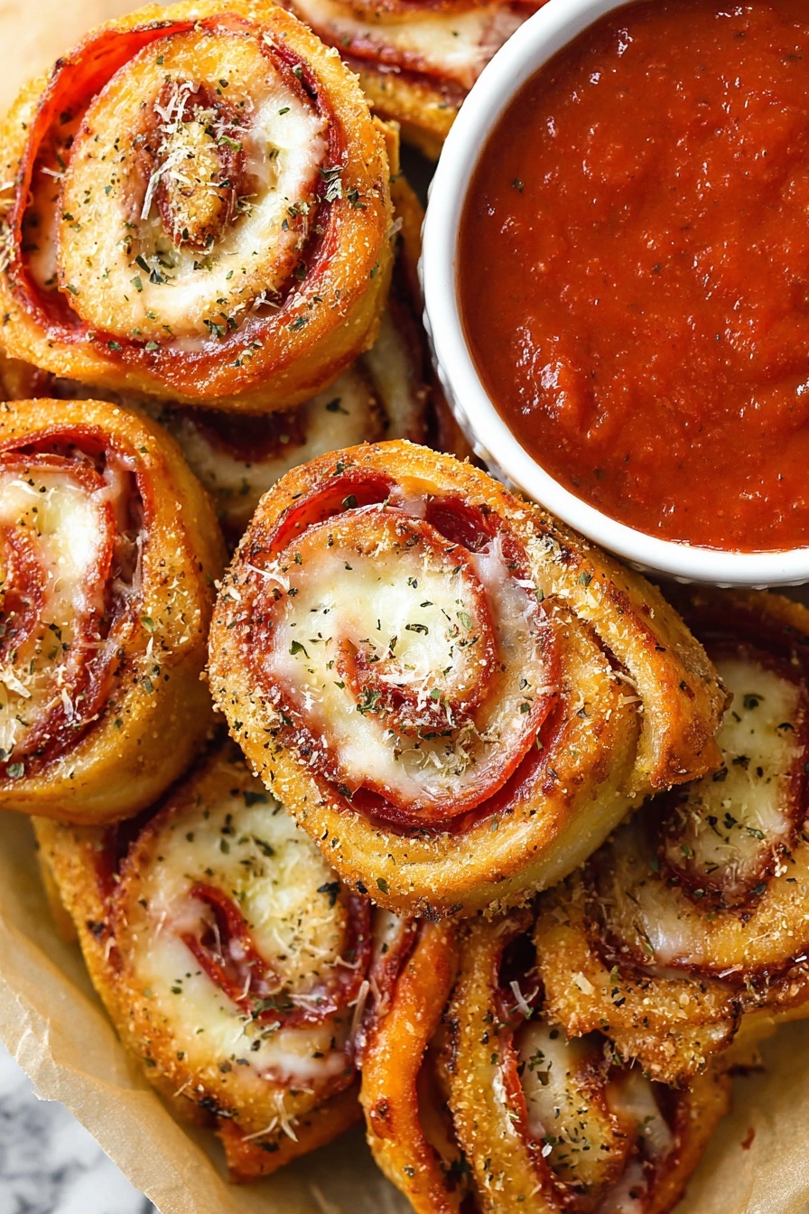 Cheesy Pepperoni Rolls with Marinara Recipe - Serving