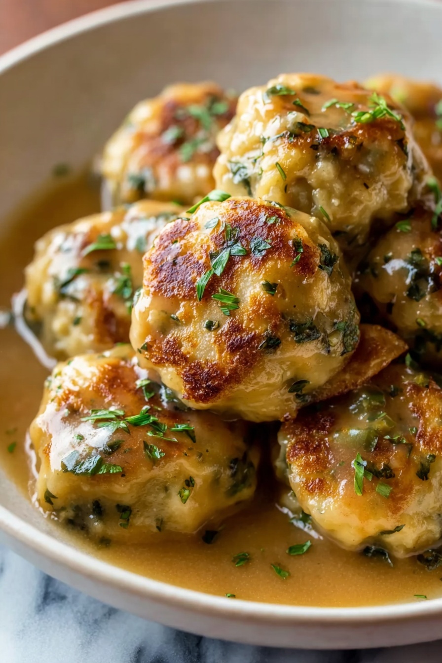 Stuffing Balls Recipe with Sage and Vegetables Recipe - Serving