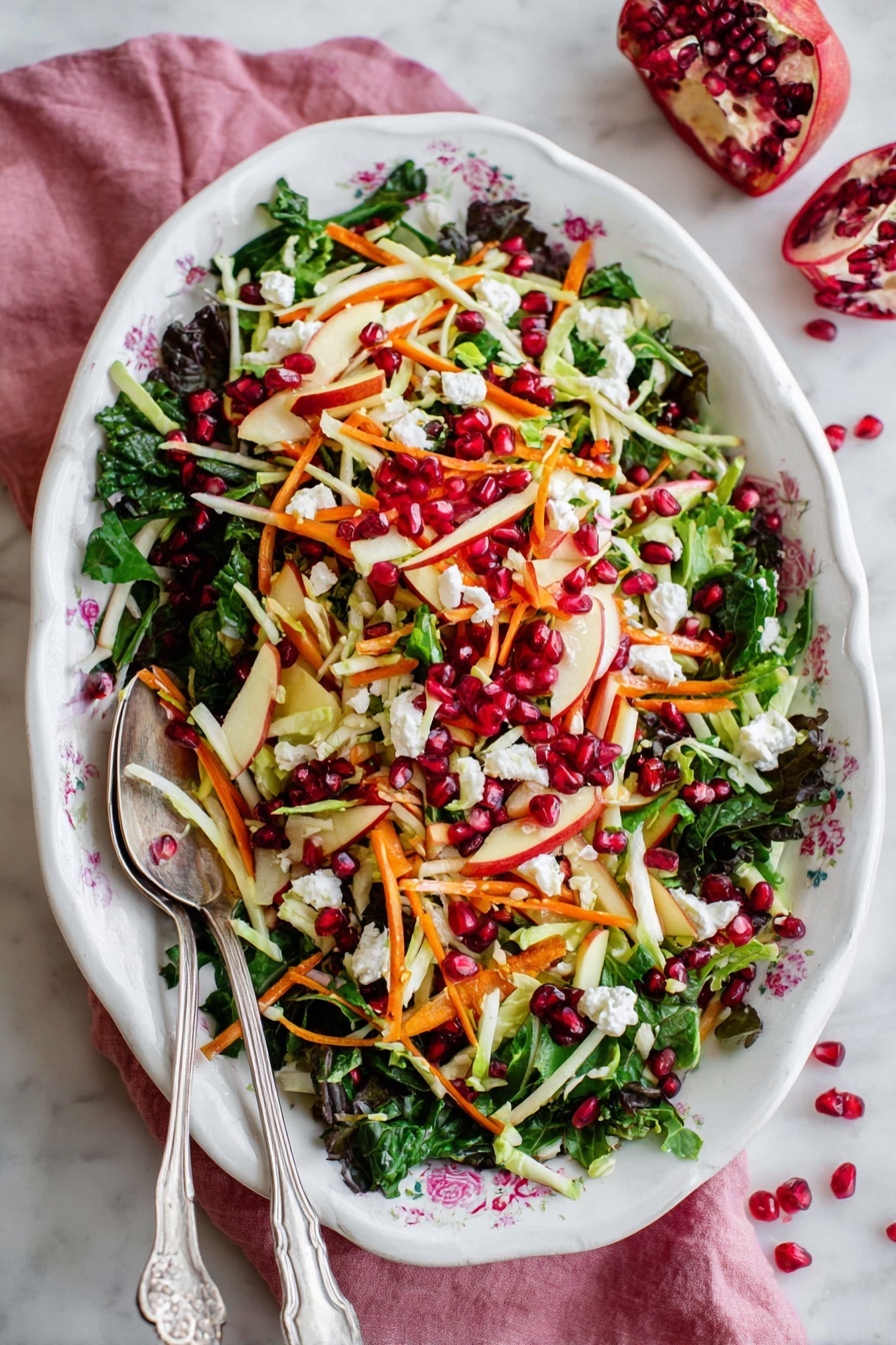Winter Kale Salad with Apples and Pomegranate Recipe - Serving