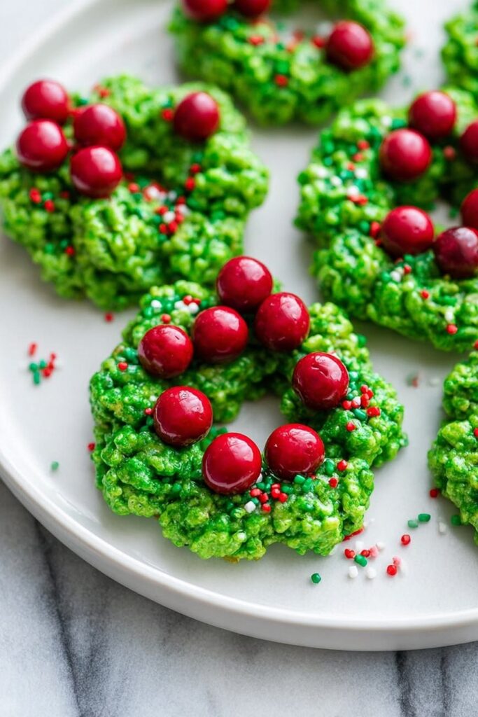 Festive Green Marshmallow Wreath Cookies Recipe