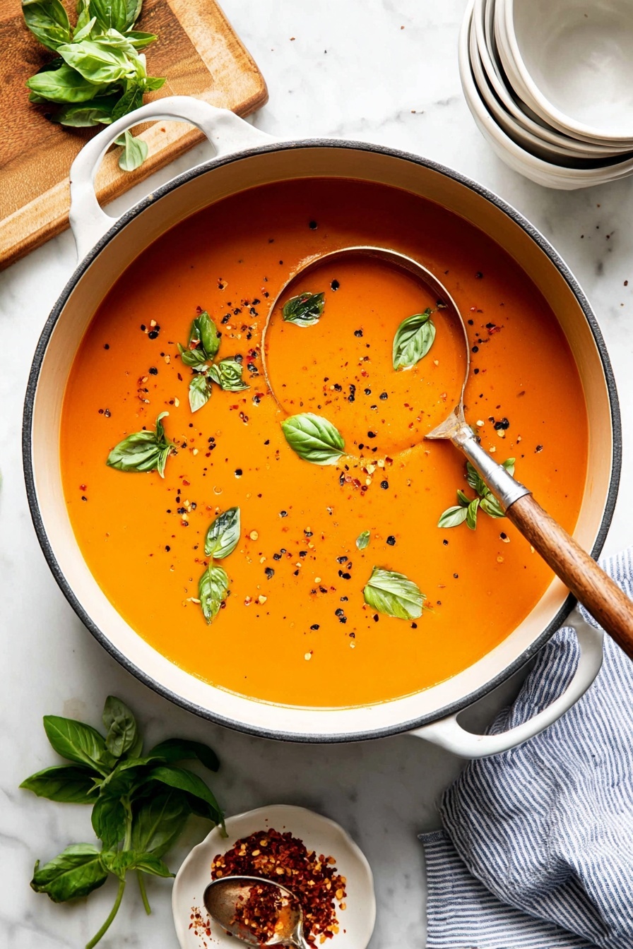 Creamy Tomato Soup with Basil Recipe - Serving