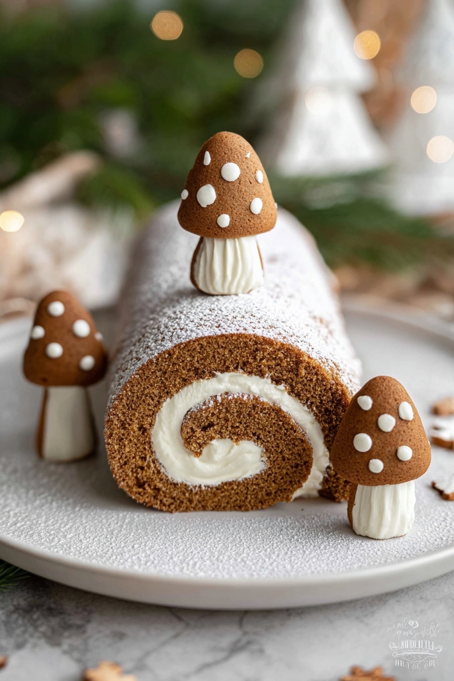 Christmas Gingerbread Swiss Cake Roll Recipe - Serving