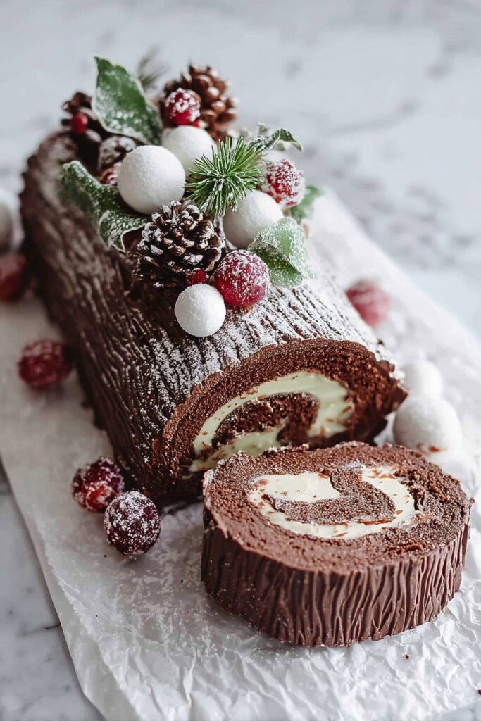 White Chocolate Peppermint Yule Log Recipe