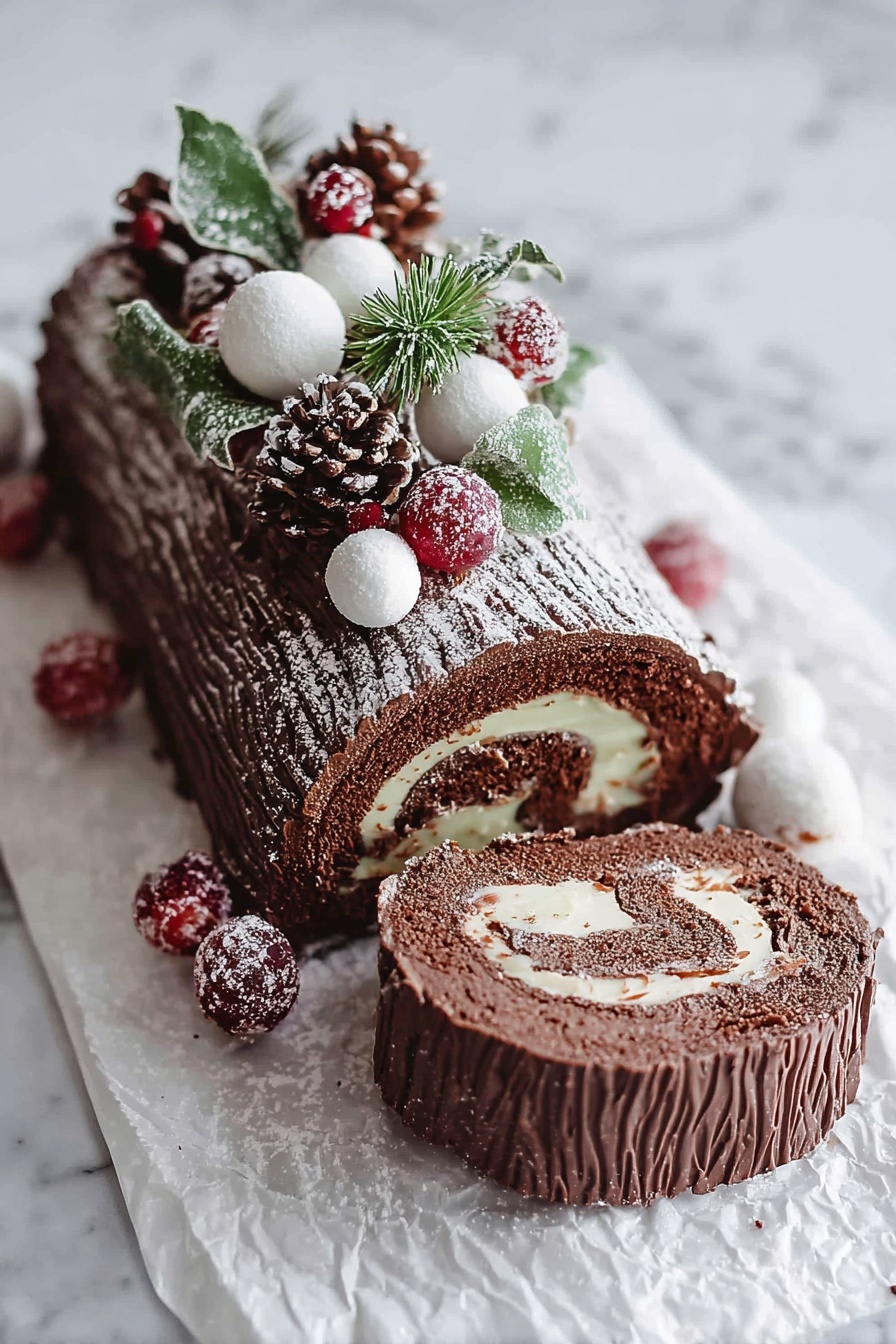 White Chocolate Peppermint Yule Log Recipe