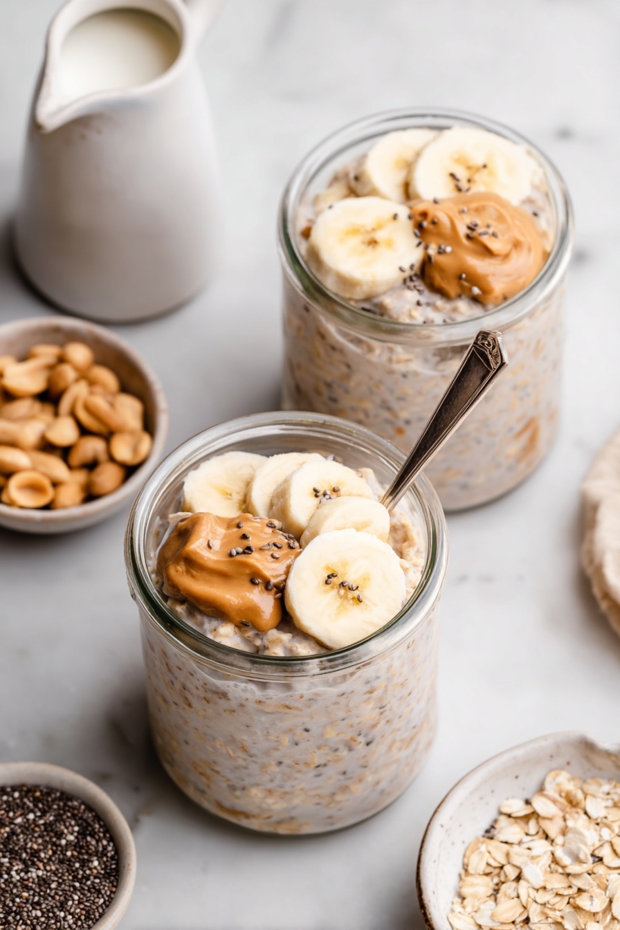 Healthy Peanut Butter Banana Overnight Oats Recipe - Serving