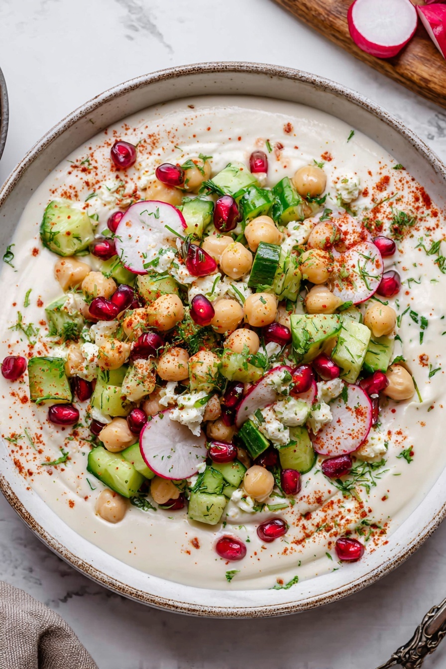 Smashed Cucumber Chickpea Salad with Tahini Cream Recipe - Serving