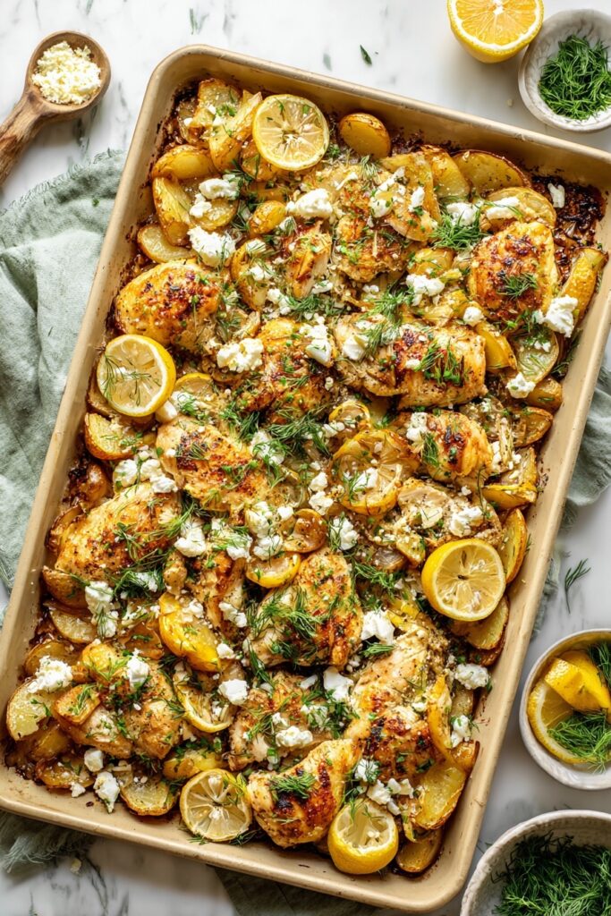 Lemon Garlic Chicken and Potatoes Bake Recipe