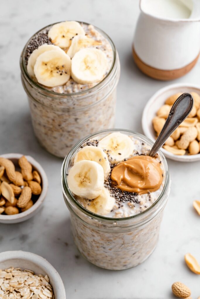 Healthy Peanut Butter Banana Overnight Oats Recipe