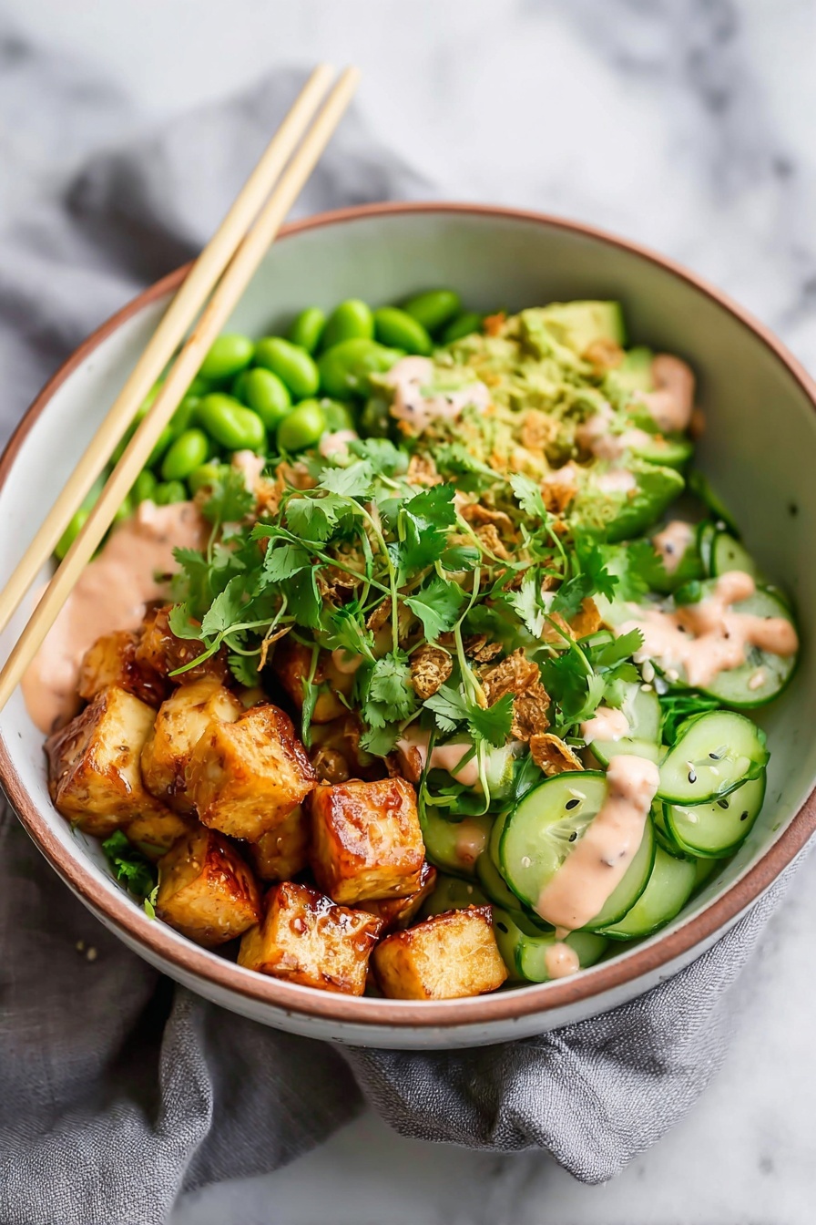 Sticky Glazed Tofu Bowls with Yum Yum Sauce Recipe - Serving