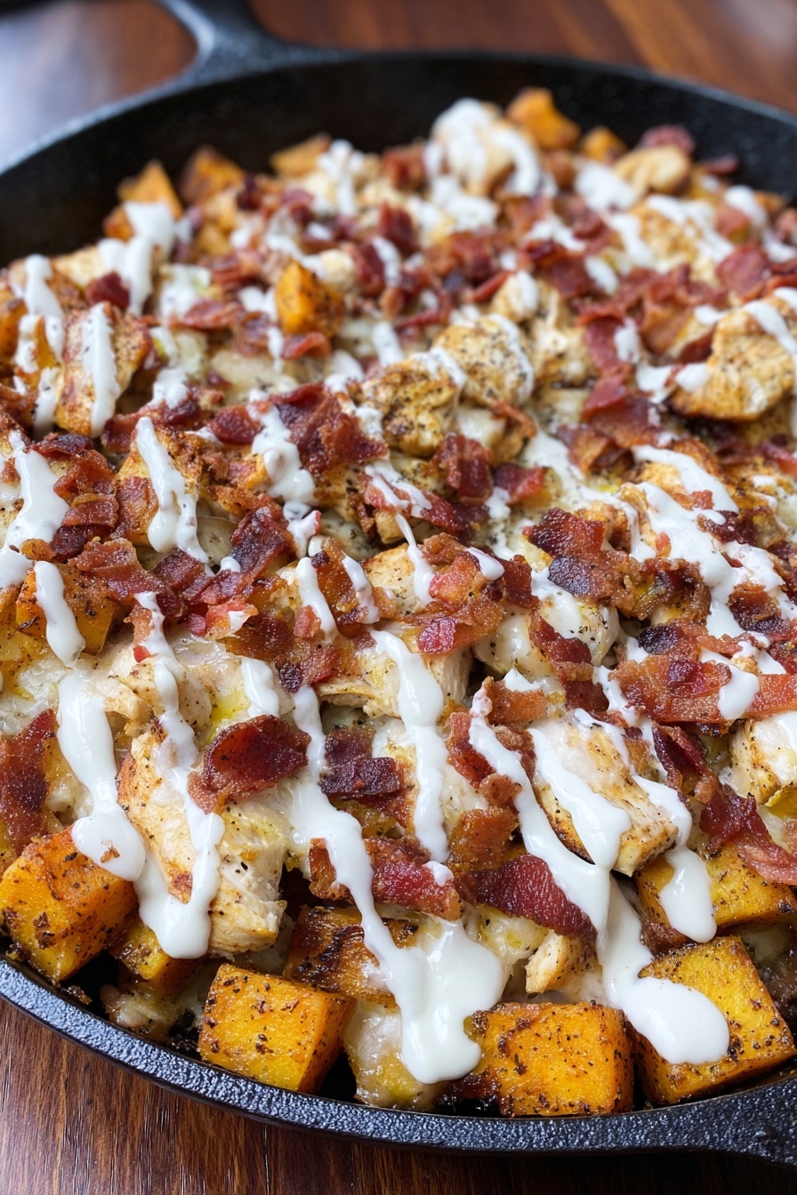Chicken Bacon Ranch Potato Skillet Recipe - Serving