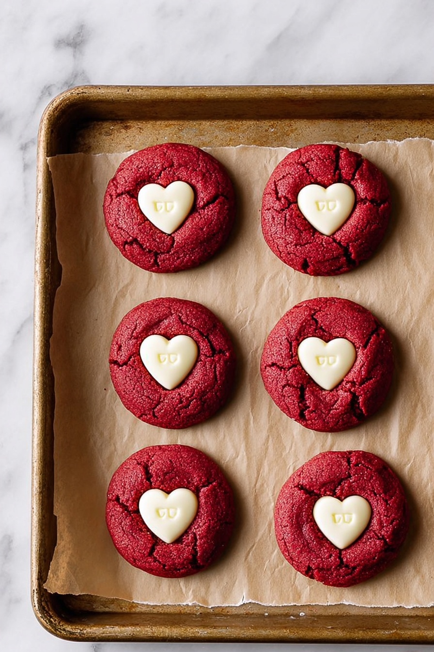 Red Velvet Cookies with White Chocolate Hearts Recipe - Serving