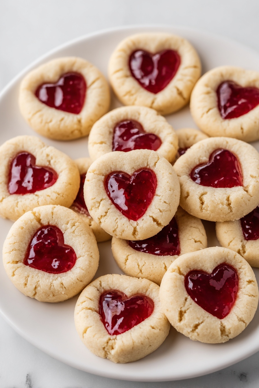 Thumbprint Heart Cookies with Jam Filling Recipe - Serving