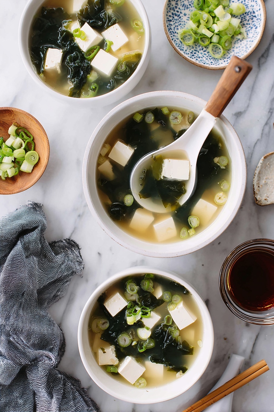 Miso Soup with Seaweed and Tofu Recipe - Serving