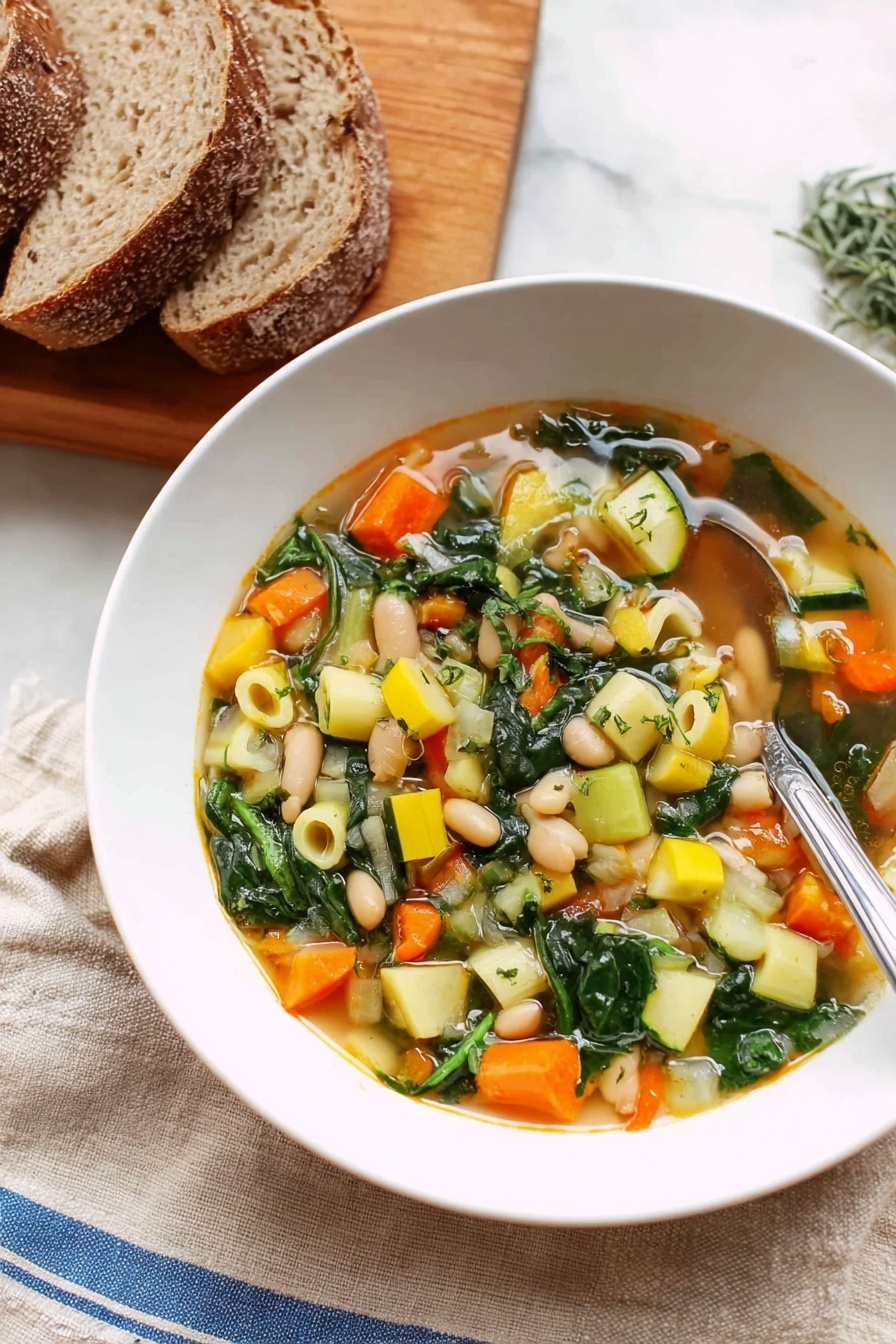 Hearty Minestrone Soup with Fresh Vegetables Recipe - Serving