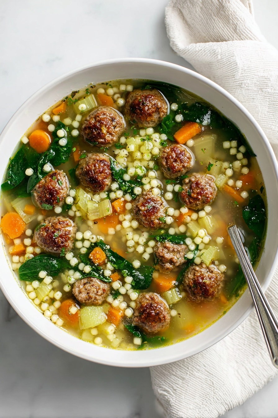 Italian Wedding Soup with Meatballs and Spinach Recipe - Serving