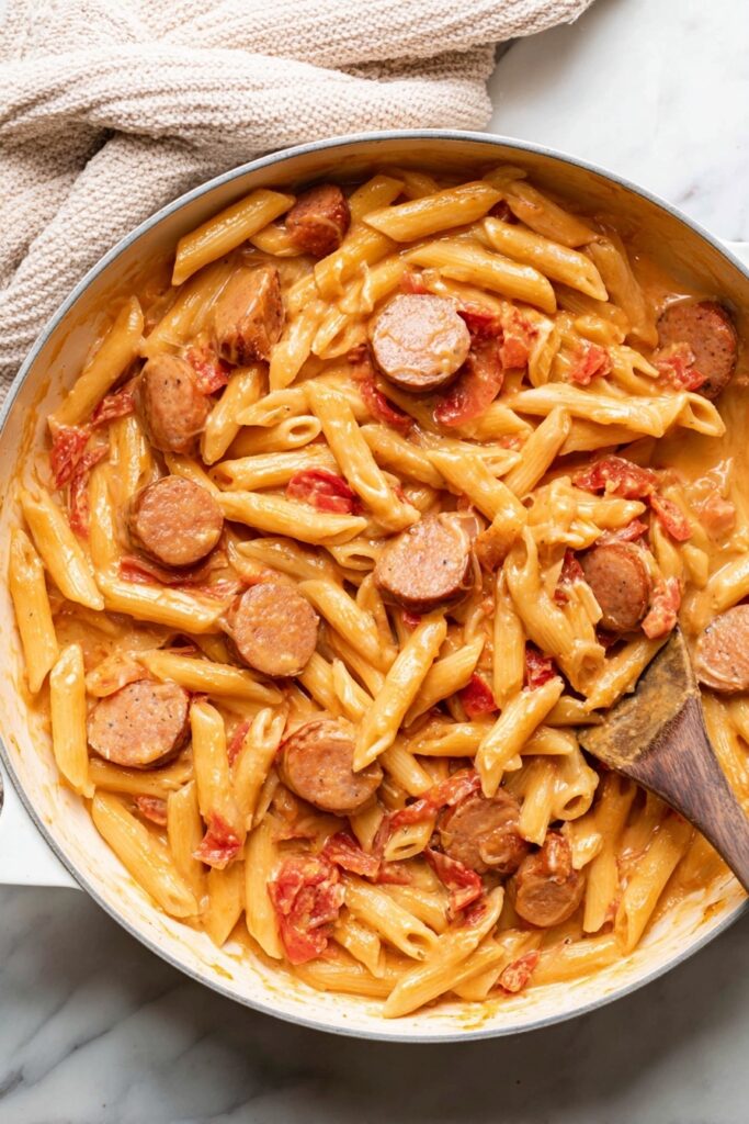 Cheesy Kielbasa Pasta Recipe